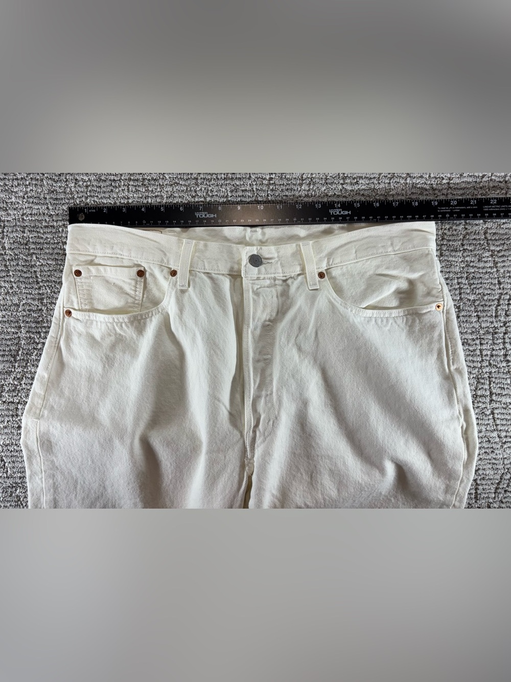 NEW Levi's x Denim Tears 501 Original Fit Men's 36/34 Cream Colored Jeans - Picture 7 of 14
